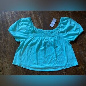 American Eagle Outfitters Lite Teal Flowy Crop Top Size SM